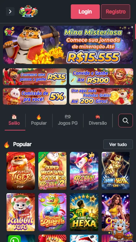 Catálogo de slots da 777bet com Fortune Tiger e Gates of Olympus